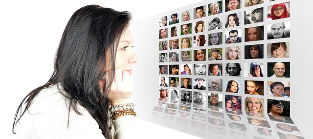 woman looking at diversity in faces